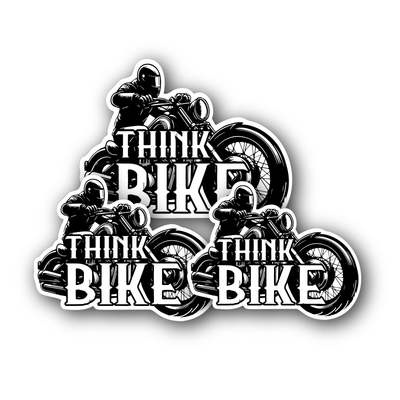 Think Bike, Cruiser Motorcycle Sticker, Warning Awareness Sticker - Image 2